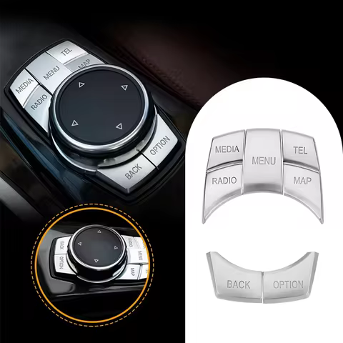 5x Chrome Car Multimedia Button Cover Trim For BMW 1 1 2 3 5 7 Series X1 X3 X4 X5 X6 F10 F11 F48 F85