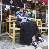 【黑店】基本款紗裙長裙百褶裙 百搭個性穿搭 暗黑系基本款長裙 超顯瘦遮肉紗裙 OT114