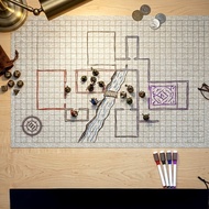 91.44×60.96 cm Dry‑Erase RPG Battle Map, reusable grid tabletop gaming mat for fantasy role‑playing.