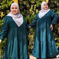 OVERRSIZE XL(42/44)-5XL(58/60) Plus Size Lalisa Plain Layer Ruffles Women Muslimah Maxi Dress Peremp