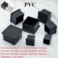 Square Black PVC Soft Rubber Pipe Sleeve Tube Cap Table Chair Foot Pad Protective Cover 19 20 22 25 