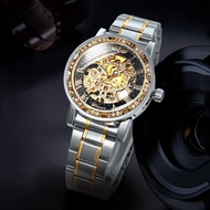 {Miracle Watch Store} Diamond Mechanical Watch Skeleton Wrist Watch Waterproof Mens Quartz Watches Luxury Mechanical Sport Male Wrist Watches Men Gift