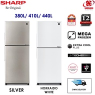 Sharp J-Tech Inverter 2 Door Folio Fridge 380L SJ3822MSS/ 410L SJ4122MSS Silver & SJ4122MWH White / 