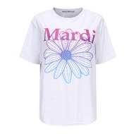 เสื้อยืดของแท้100% Mardi Mercredi ลายดอกไม้การไล่ระดับสี
