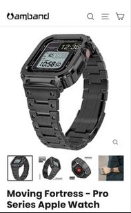 amband不鏽鋼錶帶連保護殼，適用於apple watch 44mm