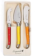 Laguiole By FlyingColors Butter Knife Spreader Cheese Knife Set, with Wooden Gift Holder, 3 Pieces (Multicolor)
