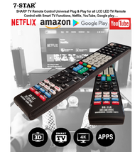 SHARP TV Remote Control Universal Plug &amp; Play for all LCD LED TV Remote Control with Smart TV Functions Netflix YouTube Google play…. (Model No: RMSH1)