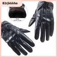 B2RJKKKHO สีดำสีดำ โกธิคพังก์ กันน้ำกันน้ำได้ ถุงมือหน้าจอสัมผัส ถุงมือขนแกะ หนาขึ้น ถุงมือหนัง PU