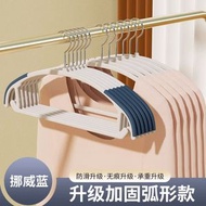 （挪威藍10支裝）衣架無痕防滑 掛衣護領防肩角乾濕兩用 陽台衣櫃收納衣撐 衣服架【平行進口】