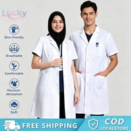 【Ready Stock】White Lab Coat Long Sleeves | Baju Doktor Perubatan Nurse Uniform Lab Gown Makmal | Doc