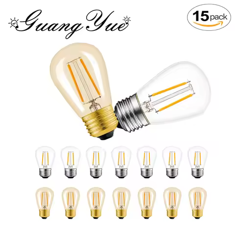 15Pcs S14 Plastic Vintage LED Light Bulbs E27 220V E26 220V 2W Warm White Shatterproof String Light 