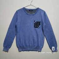 RODEO CROWNS-Blue Round Neck Knitted Sweater Second Hand Chest Size 42