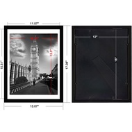 12x16 Frame Black Picture Frames to Display 11x14 Documents with Mats 12 x 16 Black Real Wood Photo 