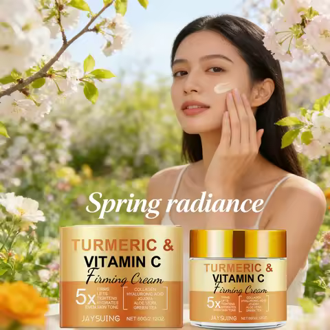 Jaysuing Turmeric Firming Face Cream Fade Fine Lines Brighten Skin Tone Reduce Dark Spots Collagen M