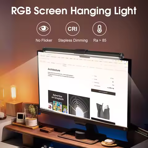 LED Desk Lamp For Computer PC Stepless Dimming RGB Hanging Monitor Light Bar Usb Reading Eye Protect