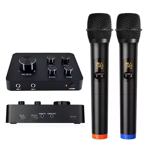 Smart TV Karaoke Mixer Echo Tone Uhf Handheld Wireless Microphone Receiver SoundBar PC Projector Hom