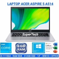 LAPTOP ACER A514 I3-1115G4|RAM 8GB|SSD 512GB|14"|WIN10 + OFFICE