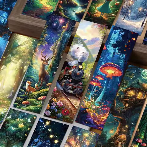 30pcs Mysterious Forest Bookmarks Reading Pages Books Tagged Students Stationary Supplies DIY Aesthe