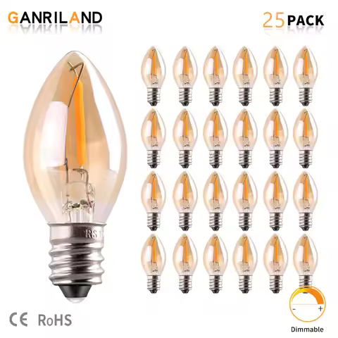 GANRILAND LED Night Light Bulbs C7 0.5W Vintage Soft Warm 2700K E12 E14 220V Dimmable Candelabra Min