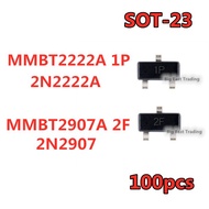 100pcs 2N2222A 1P SOT-23 2N2222 MMBT2222A MMBT2907A 2N2907A 2F 2N2907 SOT23 SMD NPN  Transistor bett