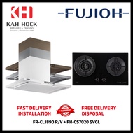 FUJIOH FR-CL1890 R/V 900MM CHIMNEY COOKER HOOD + FH-GS7020 SVGL BLACK GLASS GAS HOB BUNDLE