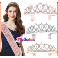 Birthday Crown/ Set Premium tiara Crown + happy Birthday Sash Premium Birthday crystal Crown
