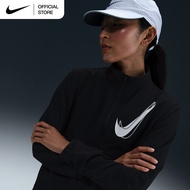 Nike Dri-FIT Womens Swoosh Hbr Running Jacket - Black ไนกี้ เสื้อแจ็คเก็ตวิ่งผู้หญิง Swoosh - สีดำ [