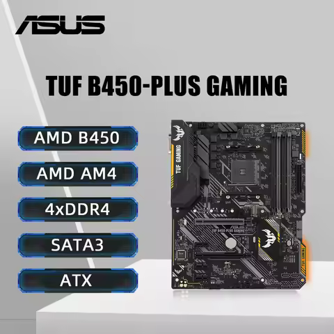 ASUS TUF B450-PLUS GAMING Motherboard Support AMD Ryzen 5 5600G 3600x 5700X3D 5800X3D CPU DDR4 64GB 