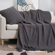 ＜901＞Nordic Knitted Shawl Sofa Blanket with Tassels Scarf Sofa Emulation Fleece Throw Blanket Blanke