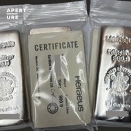 ! HERAEUS 10 OZ SILVER PERAK BATANGAN SERTIFIKAT 311GR NOT RCM NADIR -