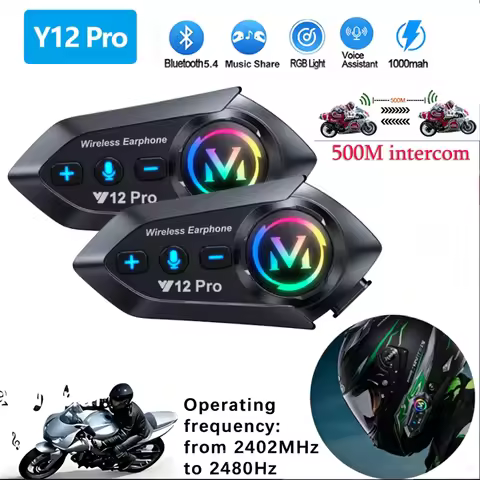 Y20 Pro Motorcycle Helmet Headset Bluetooth 500M Intercom FM Radio Hands-free Call Waterproof Mixing
