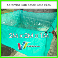 ANZ221 - Keramba Ikan Kotak Waring jaring kasa hijau untuk benih ikan lele nila burayak ukuran 2x2x1