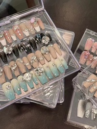 Nail Art Wearing Armor Transparent Dust Box Nail Art Style Work Gift Box Display Box Nail Art Diamon