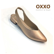 OXXOรองเท้าคัทชูส้นเตี้ย ทรงหัวแหลม มีสายรัดหลัง หนังนิ่ม น้ำหนักเบา SK8004