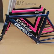 ☠700C GRAY Bike Frame 6061-T6 Aluminum Alloy Fixed Gear Frameset With Fork Fixie 52cm Bicycle Pa ☚O