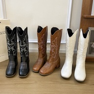 Women's Cowboy Boots Long Graphic Embroidery Bohemian Style Fashion Shoes Y2K (K30)