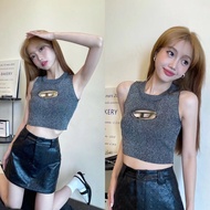 BL20797 Diesel Metal Knit Crop Top