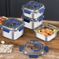 B2U 1800ml Stainless Steel Food Storage Container Box with Handle and Lid Freshness Lunch Picnic Ref