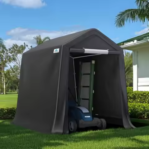 6x8 ft Outdoor Portable Storage Shelter Shed with 2 Roll-up Zipper Doors and Vents for Motorcycle Ca