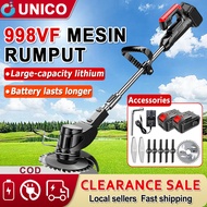 UNICO 998VF Mesin Rumput Lawn Mower Cordless Grass Cutter Multi-function Electric Grass Trimmer Cordless Lawn Cutter Rechargeable Mesin Rumput Elektrik