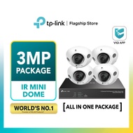 TP-Link Bundle Deal VIGI C230I Mini 3MP IR Mini Dome Network Camera [C230i Camera x4 + 1x NVR1004H-4