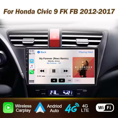 Android For Honda Civic 9 FK FB 2012 - 2017 Car Radio Multimedia Video Auto GPS Navigation Carplay 2