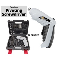 【SG】Rechargeable Cordless Pivoting Screwdriver Set Electric Screwdriver Set Drill Driver with LED Light with Carry Case