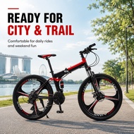 Foldable Bicycle 24 Inch 21 Speeds Mountain Bike With Dual Disc Brakes Full Suspension Carbon Steel 