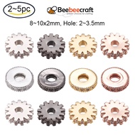 Beebeecraft 2-5pcs Brass Micro Pave Cubic Zirconia Bead Spacers Flat Round/Gear Clear Rose Gold/Platinum/Golden/Gunmetal/Mixed Color 8x2mm Hole: 2mm for DIY Jewelry Making
