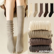 Aulora3n Knitted High Socks - Warm Cotton for Women & Girls