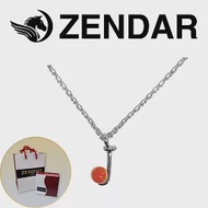 【ZENDAR】頂級天然沙丁紅珊瑚圓珠3-3.5mm字母銀色項鍊 字母J (227252)