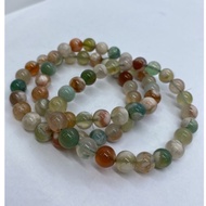 D2485 Natural Raw Ore Cherry Blossom Agate (Colorful) Bracelet Color Weight: 20g Size: Diameter 8.5m