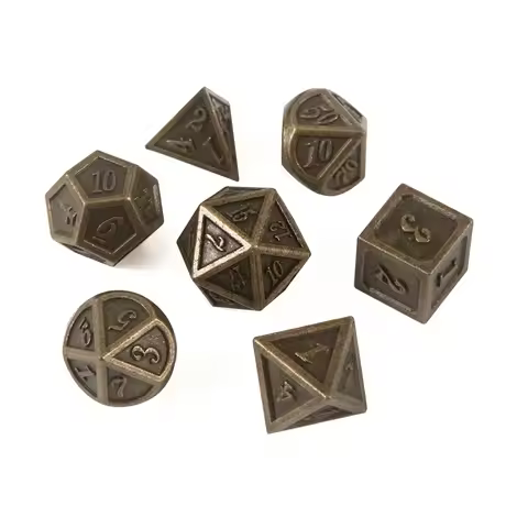 7PCS Metal Polyhedral DND Dice Bronze DND Game Dice for RPG Dungeons and Dragons DND RPG MTG D20 D12