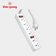DQ 003A-04 Dien Quang socket - 6 holes, 3 pins, 3000W heat-resistant ABS plastic - with 2 switches -